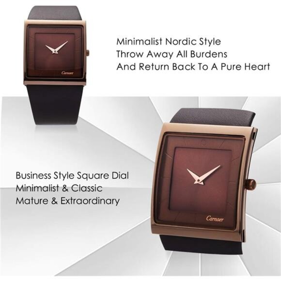 Mens Watch Men\'s Square Watches for Men Fashion Minimalist Quartz Wrist Brown main image 5